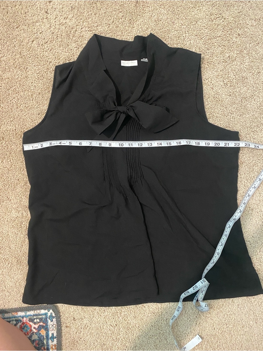 New York & Company Black Sleeveless Bow-Neck Pintuck Blouse - Picture 8 of 9